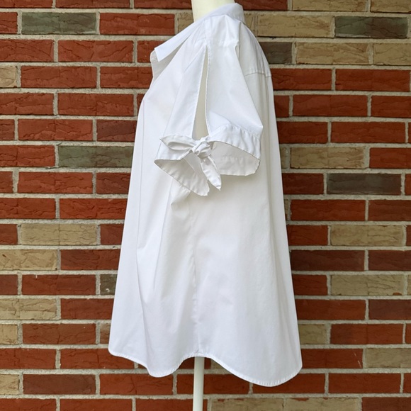 roz & ALI Woman Split Sleeve Tie White Button Down Shirt 👚 - Picture 5 of 9